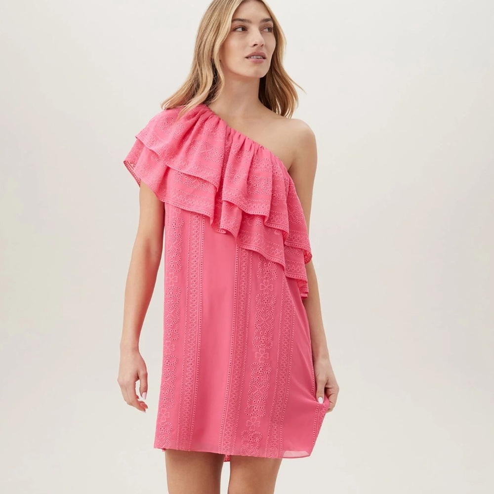 Trina Turk, Pink One-Shoulder Phebe‎ Dress, Size M